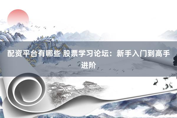 配资平台有哪些 股票学习论坛：新手入门到高手进阶