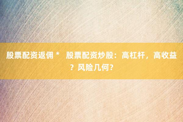 股票配资返佣 *   股票配资炒股：高杠杆，高收益？风险几何？