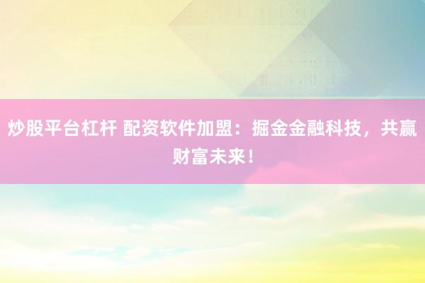 炒股平台杠杆 配资软件加盟：掘金金融科技，共赢财富未来！