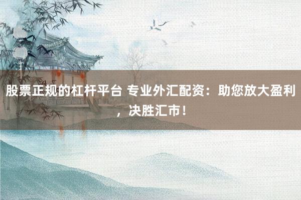 股票正规的杠杆平台 专业外汇配资：助您放大盈利，决胜汇市！