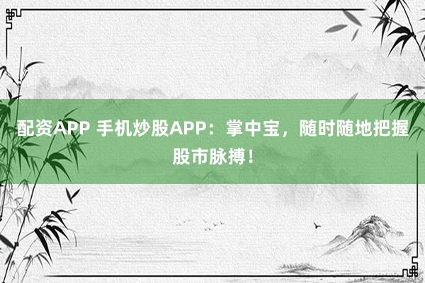 配资APP 手机炒股APP：掌中宝，随时随地把握股市脉搏！
