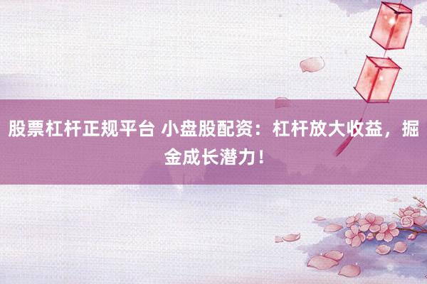 股票杠杆正规平台 小盘股配资：杠杆放大收益，掘金成长潜力！