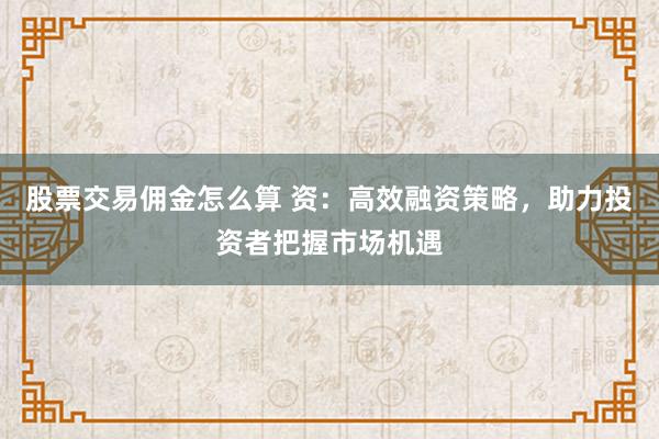 股票交易佣金怎么算 资：高效融资策略，助力投资者把握市场机遇