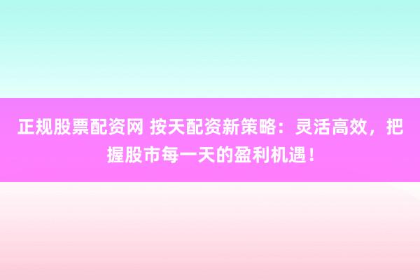 正规股票配资网 按天配资新策略：灵活高效，把握股市每一天的盈利机遇！