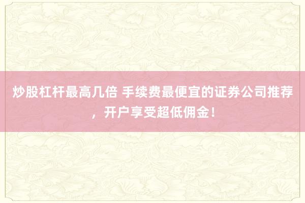 炒股杠杆最高几倍 手续费最便宜的证券公司推荐，开户享受超低佣金！