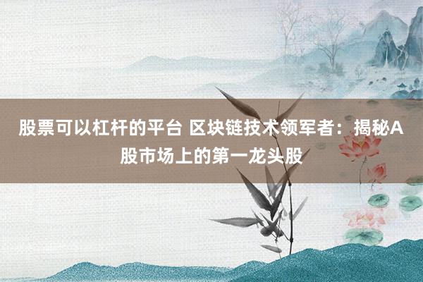 股票可以杠杆的平台 区块链技术领军者：揭秘A股市场上的第一龙头股
