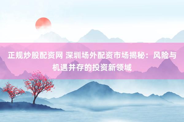 正规炒股配资网 深圳场外配资市场揭秘:风险与机遇并存的投资新领域