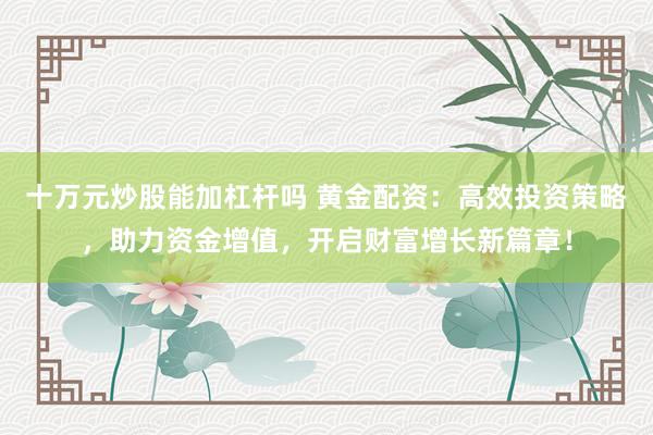 十万元炒股能加杠杆吗 黄金配资:高效投资策略,助力资金增值,开启财富增长新篇章!