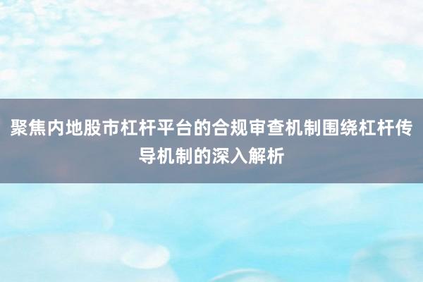 聚焦内地股市杠杆平台的合规审查机制围绕杠杆传导机制的深入解析