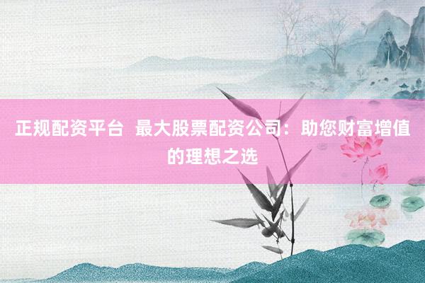 正规配资平台 最大股票配资公司:助您财富增值的理想之选